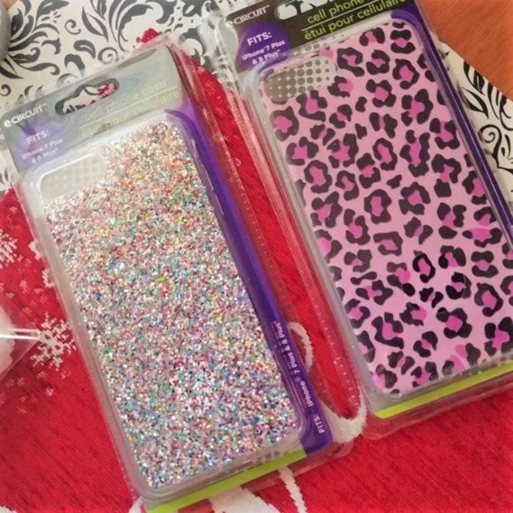 NWT TWO Apple iPhone 7 8 plus case cover PINK animal glitter leopard cheetah LOT - Picture 2 of 15